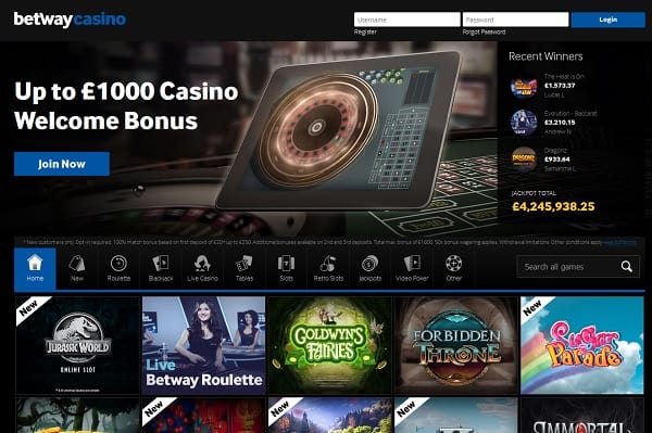 betway casino lobby screenshot