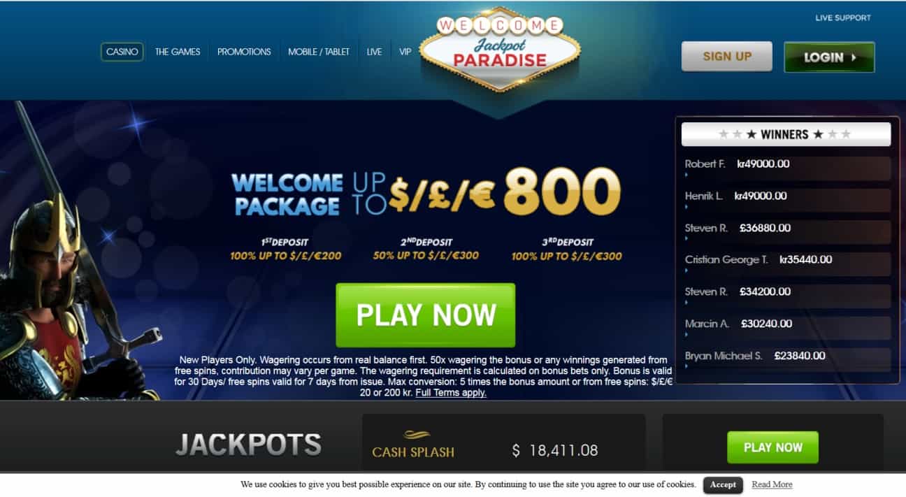 Jackpot Paradise Mobile Casino screenshot 1