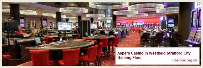 Aspers Casino in Westfield Stratford City Gaming Floor