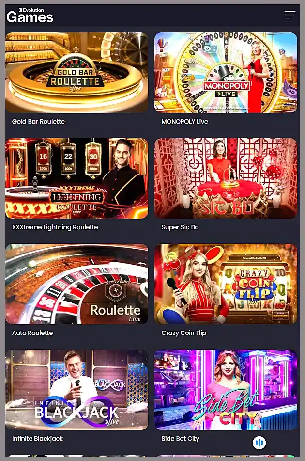 Evolution live dealer popular games screenshot 2