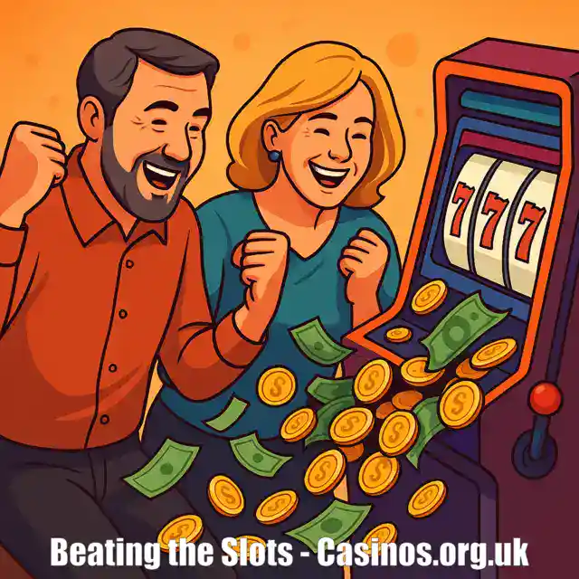 A couple winning while playing a slot machine illustration