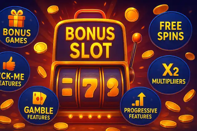 Showing a bonus slot with text around it with the different types